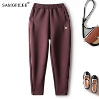 New In Spring Air Cotton Elastic Waist Harem Pants With Slits At The Trousers Mouth Elastic Nine-point Casual Oversize Pants 4XL