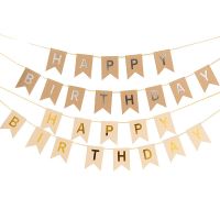 Happy Birthday Banner Cowhide Paper Bronzing Alphabet Flag Garland Birthday Decoration pennants Baby Shower Decoration Banners Streamers Confetti