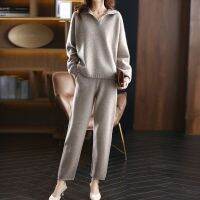 【DT】hot！ New Cashmere Loose Pullover Sweater Wide Leg Pants Two-Piece Female Knitted Woolen Sweaters Sets 4XL