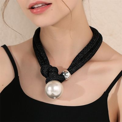 [COD] Fashion design double stacked choker large pearl necklace female European and autumn winter new sweater chain wholesale