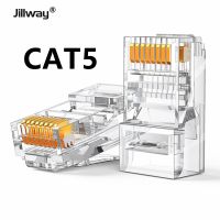 Jillway ขั้วต่อ RJ45 CAT5สายเคเบิลเครือข่ายสายแลนหัวคริสตัลโมดูลาร์ปลายขั้วต่อ8P8C 100เมตรสายเคเบิลเครือข่ายปลั๊ก10/20/30/40/50ชิ้น