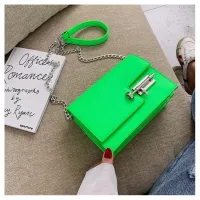 Womens Handbag Simple Chain Crossbody Bags For Women  New Pu Leather Yellow Green Fashion Young Woman Evening Shoulder Bag