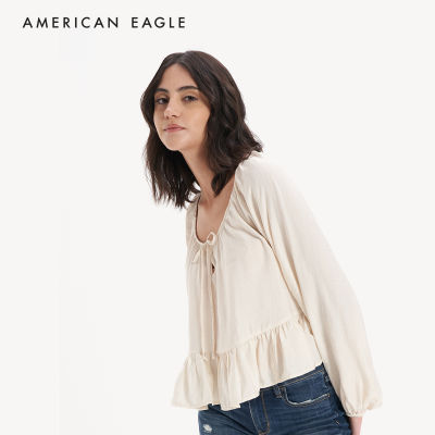 American Eagle Long-Sleeve Embroidered Blouse เสื้อเบลาซ์ ผู้หญิง แขนยาว  (EWSB 035-4741-106)
