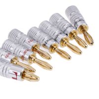 4pcs 2pairs 24K Gold Plated Speaker Banana Plug Audio Jack Connector