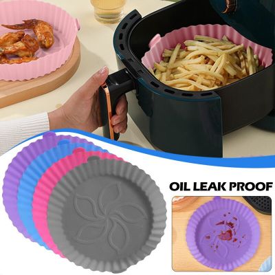 1PC AirFryer Reusable Pot Silicone Easy To Clean Oven Baking Tray Round Liner Pizza Plate Grill Pan Mat Air Fryer Accessories Baking Trays  Pans