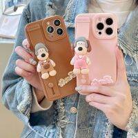 DIY เคสโทรศัพท์ของเล่นรูปการ์ตูนสุนัขสัตว์เลี้ยงน่ารักสำหรับ iPhone 14 13 11 12 Pro Max XR X XS 6 7 8 Plus 12 13ฝาหลังสายรัดข้อมือขนาดเล็ก