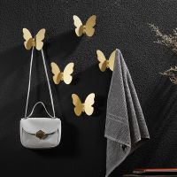 Brass Hook Bathroom Brushed Three-dimensional Butterfly Coat Hook Bedroom Coat Rack Wall Porch Creative Single Hook Pendant