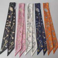 ★New★ High-end H familys new book collection chapter small silk scarf thin and narrow long strip silk tied bag handle ribbon ribbon hairband ribbon