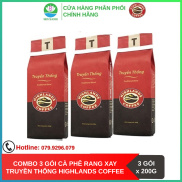 SenXanh CAFE Combo 3 gói Cà phê Rang xay Truyền thống Highlands Coffee 200g