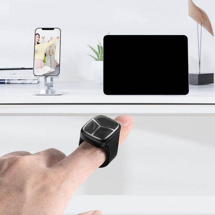 black-wireless-remote-control-rings-rechargeable-camera-shutter-selfie-button-for-cell-phone-remote-clicker-page-turner