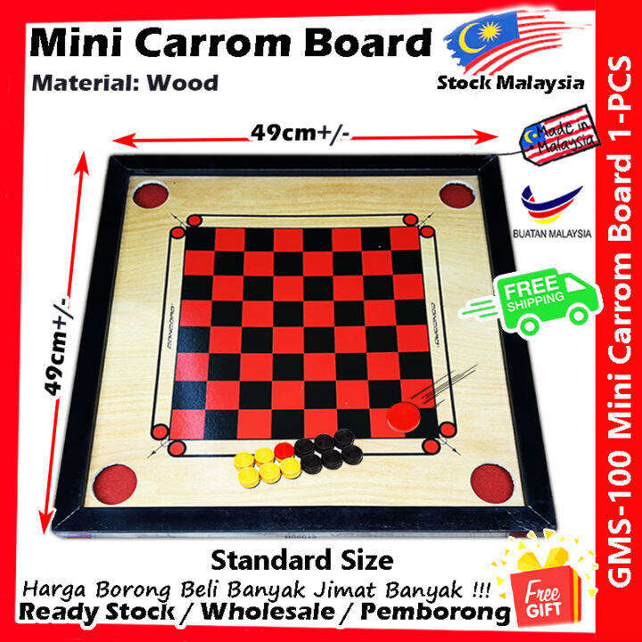 【Free Gift】2IN1 Game Board 【Carrom + Draught】 Indoor Game Middle size ...