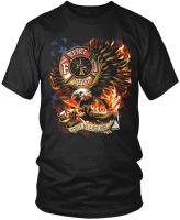 Amdesco Fire Dept Eagle With Axes Firefighter Mens Tshirt