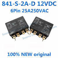 1ชิ้น100 ใหม่รีเลย์ไฟฟ้า841-S-2A-D 12VDC 6Pin 25A250VAC