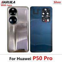 ใหม่สำหรับ Huawei P50โปรเคสกระจกฝาหลังปิดโทรศัพท์ด้านหลังตัวเครื่องพร้อมกรอบฝาครอบเลนส์กล้องโลโก้พร้อมชิ้นส่วนอะไหล่ LHG3761กาว