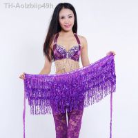 Aolzbiip49h Belly Danceเข็มขัดเซ็กซี่Bellydanceสะโพกผ้าพันคออุปกรณ์เสริมเต้นรำพู่Sequinsสำหรับสาวผู้หญิงParty Practice Performance