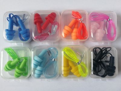 4pieces box-packed comfort earplugs noise reduction silicone Soft Ear Plugs PVC rope Earplugs Protective for Swimming for sleep