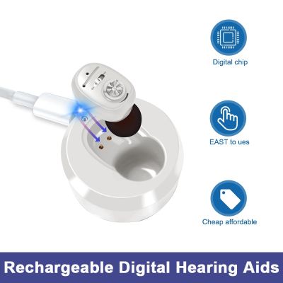 ZZOOI Rechargeable Hearing Aid CIC Hearing Aids High Power Digital Sound Amplifier Waterproof Earphone For Deafness Elderly audifonos