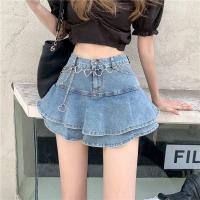 STSVZORR Y2k Denim Half-length Skirt Female Summer 2023 New Ruffled Pleated Skirt High Waist A-line Skirt