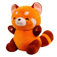 Stuffed Anime Figure Doll Turned Red Panda Plushie Doll Fluffy Hair Red Raccoon Animals Hug Throw Pillow Kids