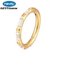 G23 Titanium Piercing Earrings Helix Hoop Square Zircon Nose Septum Cartilage Tragus Segment Ear Clips Body Perforated Jewelry