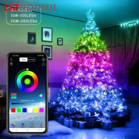 LIZHOUMIL Led Christmas Tree Lamp Bluetooth-compatible App Controlled Rgb Colorful Usb String Lights For Christmas Decoration