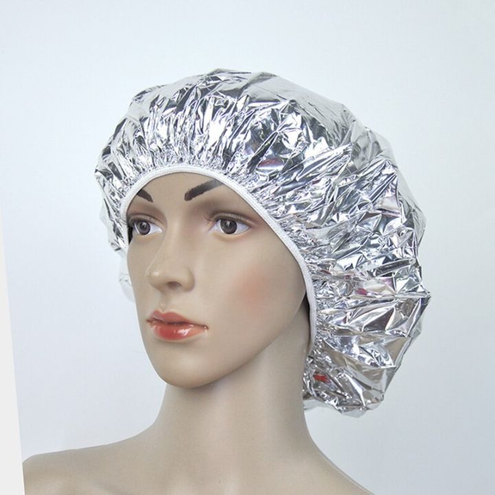 professional-shower-cap-heat-insulation-aluminum-foil-hat-elastic-bathing-cap-for-women-hair-salon-bathroom-adhesives-tape