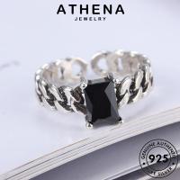 ATHENA JEWELRY แบล็คไดมอนด์ออบซิเดียน แท้ แฟชั่น เงิน ผู้หญิง เครื่องประดับ เครื่องประดับ ต้นฉบับ Silver บิดส่วนบุคคล เกาหลี แหวน 925 R846