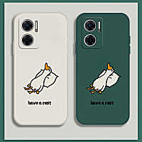 เคส Redmi 10 5G Case Cartoon Duck สี่เหลี่ยมของเหลวเดิมซิลิโคนอ่อนปกป้องกล้องป้องกันการกระแทกฝาหลัง