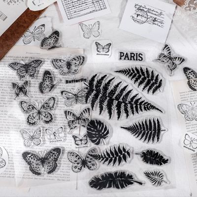 Transparent Butterfly Flowers Stamp Rubber Clear Stamp DIY Scrapbook Hand Account Photo Album Decorative Card Plants Moon Seal