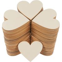 【CC】☍℡  3-100Pcs Unfinished Hearts Blank Wood Slices 1cm-10cm Crafts Discs for Painting Wedding