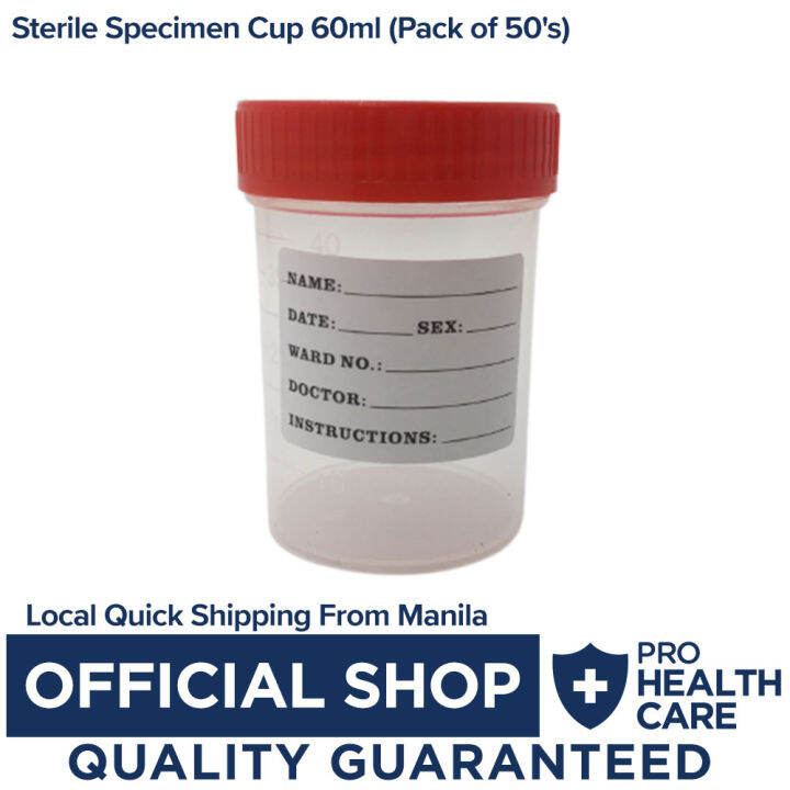 Sterile Specimen Cup 60 ml (Pack of 50's) Lazada PH