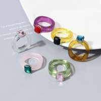 22 Style Transparent Resin Rings Index Finger Ring Fashion Cute Macaron Diamond Acrylic Ring