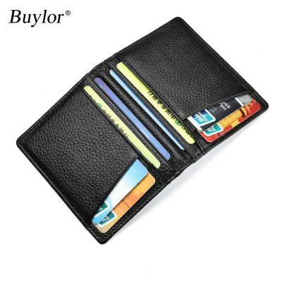 【CC】▤✜  Buylor Mens Wallet Soft Super Leather Credit Card Holders Thin Purse Small for