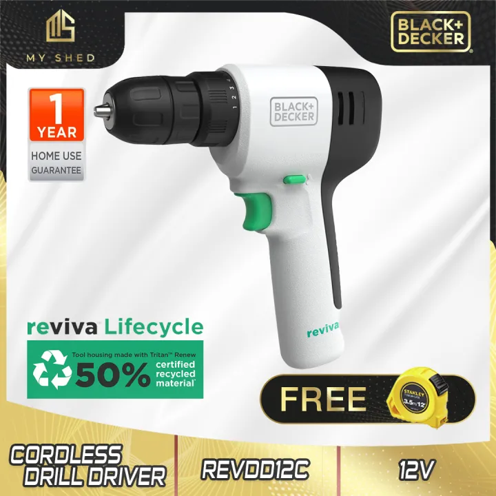 BLACK + DECKER 12V REVIVA Cordless Drill Driver REVDD12C Screwdriving ...