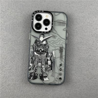 anime Ape head MechWarrior Translucent Black grey Electroplated button camera Phone Case For iPhone 15 Pro Max 14 ProMax 13 12 12Pro 11 11promax Shockproof Phone soft border hard case LOGO