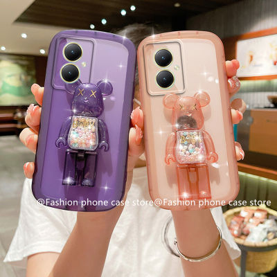 Phone Case เคส VIVO Y27 Y78 VIVOY27 5G 4G 2023 โปร่งใสลูกอมทรายดูดที่ตั้งรูปหมีซิลิโคนปลอกอ่อนเลนส์ฝาหลัง