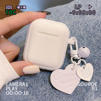 เคสหูฟัง AirPods แบบเรียบง่ายสีขาวรุ่น1/2เหมาะสำหรับ Aipods 3เคสหูฟังบลูทูธไร้สายเคส Pro2 Airpods พร้อมจี้รูปหัวใจ