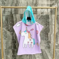 [Xiaoli clothing] Poncho De Unicornio Para Niñas Y Bebés Albornoces De Baño Para Niños Toallas De Surf Bata De Ducha De Secado Rápido Toalla De Baño De Microfibra Manta De Capa