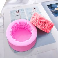 3D รอบ Rose ดอกไม้รูปร่างซิลิโคนสบู่แม่พิมพ์ DIY Handmade แม่พิมพ์ Fondant เค้กเทียนหัตถกรรมตกแต่ง