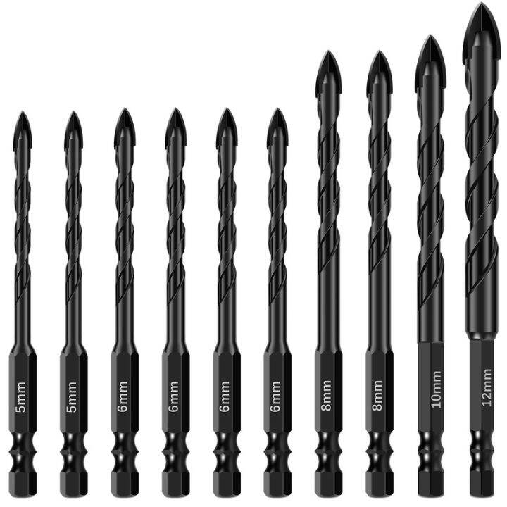 10Pcs Concrete Drill Bit Set Carbide Masonry Drill Bit Set with 1/4inch