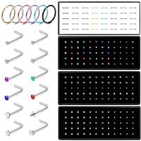 40/60PC Stainless Steel Straight L Nose Stud for Women Nose Ring Set 1.8MM Fashion Crystal Aro Nariz Nase Pircing Body Jewelry Body jewellery