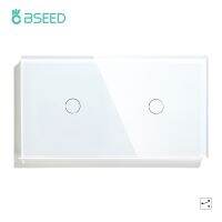 Bseed 2Gang Touch Switch 157mm 2Way Double Light Switches White Black Golden Gray Crystal Class Panel Switch Waterproof Switch