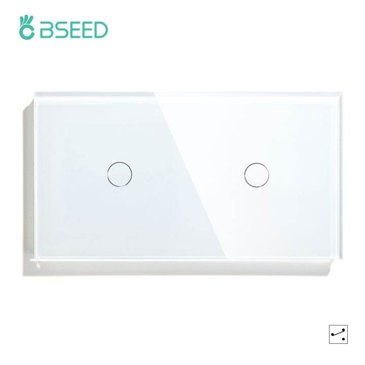 bseed-2gang-touch-switch-157mm-2way-double-light-switches-white-black-golden-gray-crystal-class-panel-switch-waterproof-switch