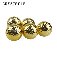 Bulk two-layer golden golf practice ball electroplated metal ball business gift sports gift ball golf