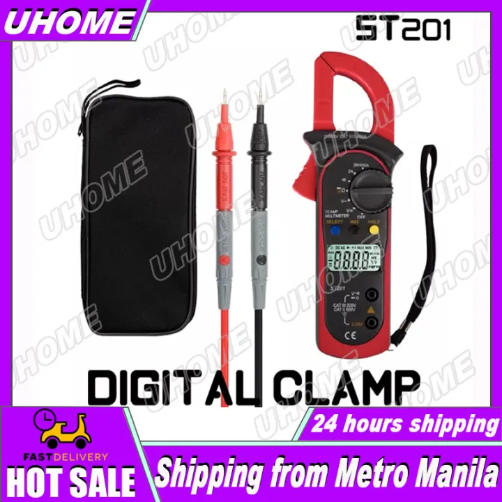 UHOME ST201 Digital Clamp Multimeter Resistance ohm Tester AC DC Clamp