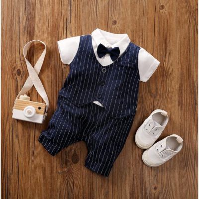 Baju baby boy clothes rompers newborn s clothing bowtie style 100 Cotton for boys christening suit