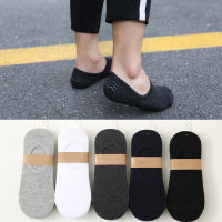 Q Summer Autumn 5 Pairs Cotton Non-slip Breathable For Men Short Socks Multicolors With Invisible Silicone Boat Socks