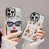 KIKI Original Glitter CASE.TIFY Cute Phone Case for iphone 14 14Pro 14ProMax 11 12 13promax Creative Cartoon Art drawing Coffee Girl doodle pattern Shock-proof soft case High quality air cushion protection Official New Design