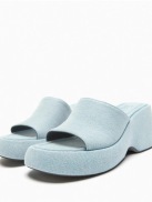 ZA RA New Women s Shoes Blue Denim Waterproof Platform Slope Heel Sandals