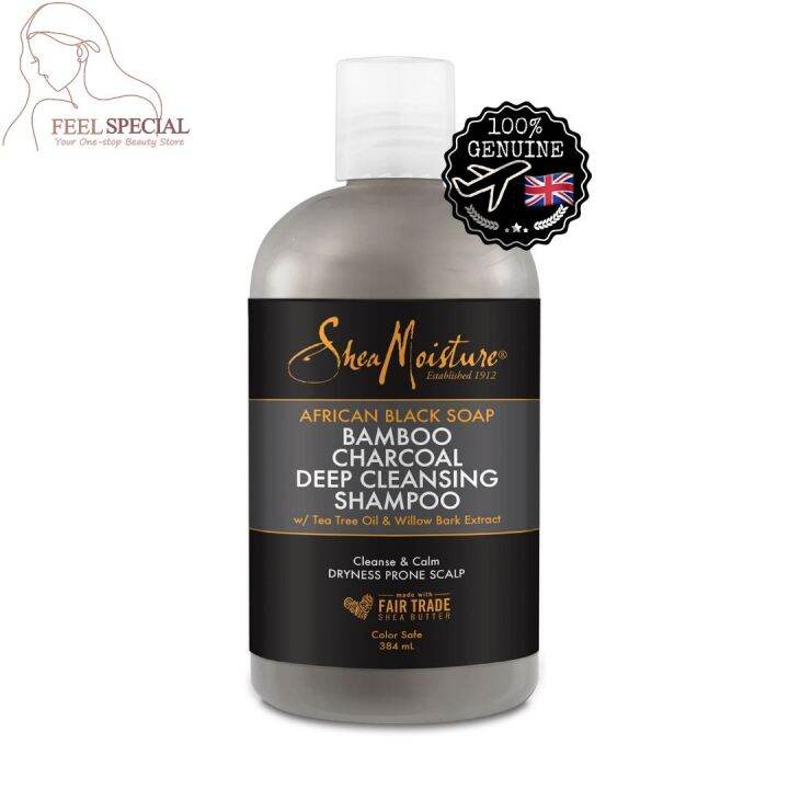 SHEA MOISTURE African Black Soap Bamboo Charcoal Deep Cleansing Shampoo ...